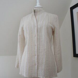 Vintage 100% Silk Cream Beuge Longsleeve Button Down by Current Medium